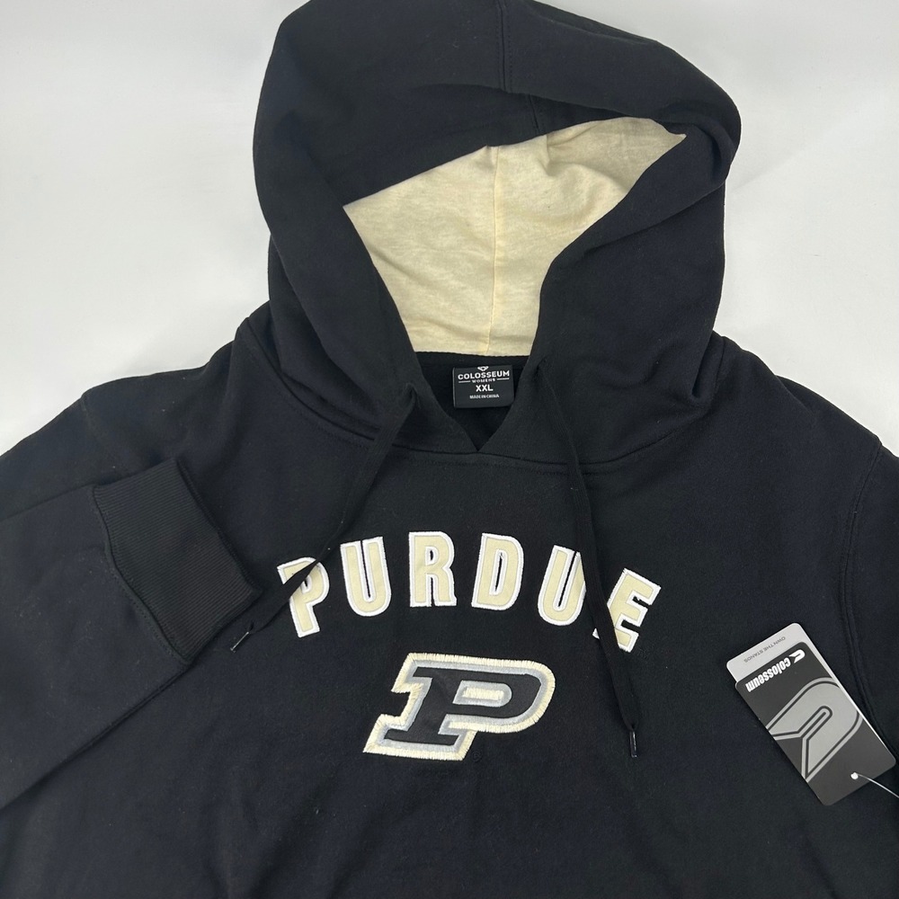 Colosseum Purdue Hoodie Womens XXL Black Boilermakers Embroidered NWT NCAA